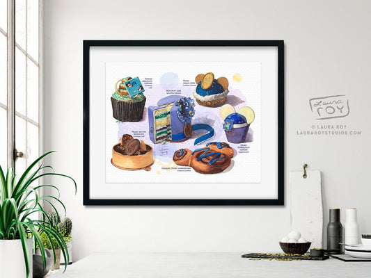 Desserts of Disney Watercolor 50th Anniversary Giclée Print | Disney World and Disney Springs Treats Paintings