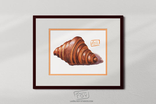 Chocolate Croissant Watercolor | Giclée Print