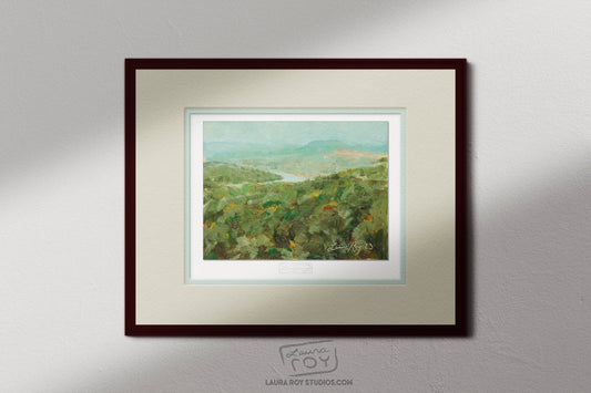 Texas Hill Country with Colorado River Oil Painting | Giclée Print