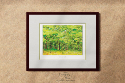 Sunny Forest's Edge Oil Painting | Giclée Print