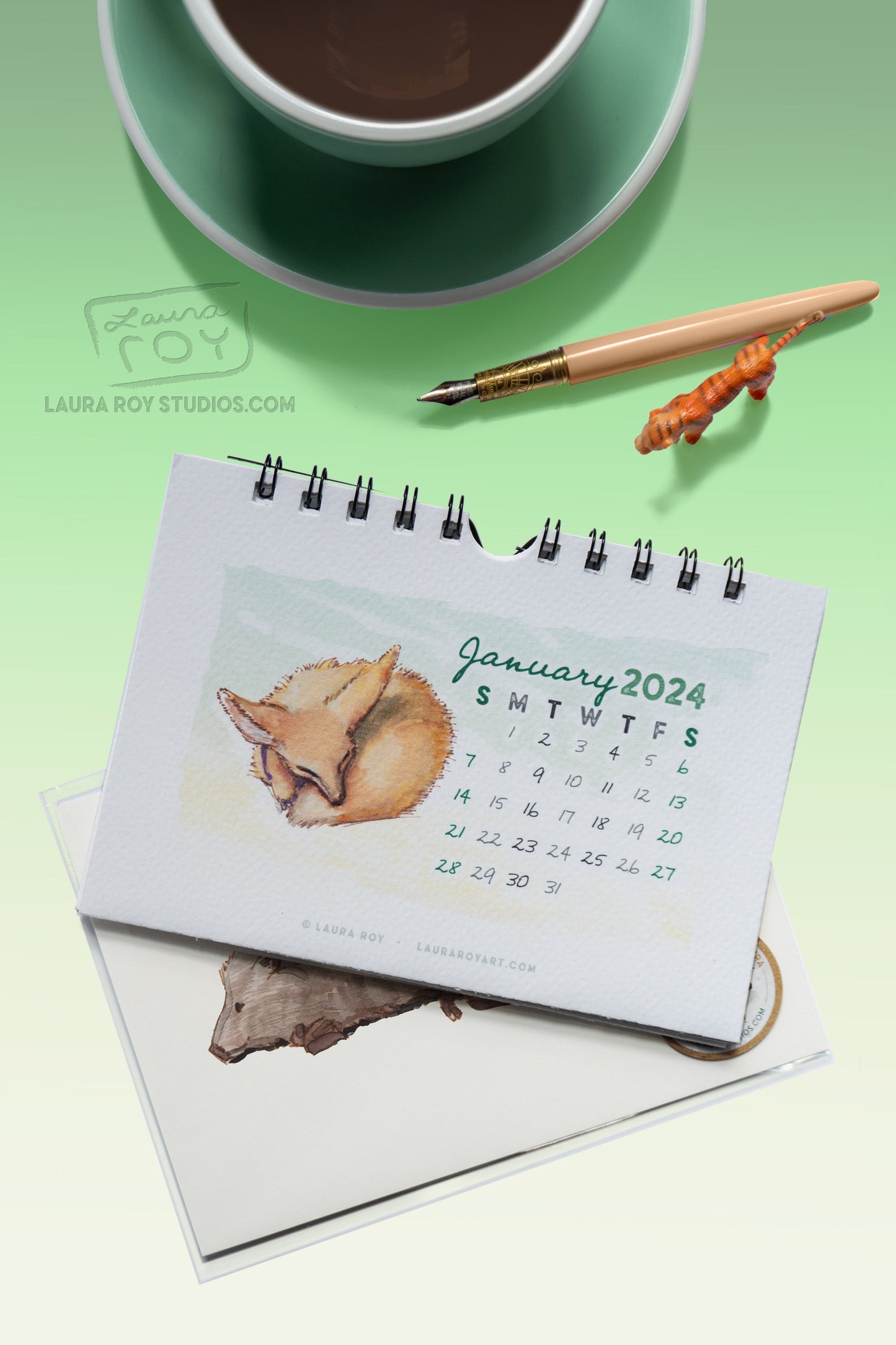 2024 Animals + Poetry Mini Watercolor Calendar