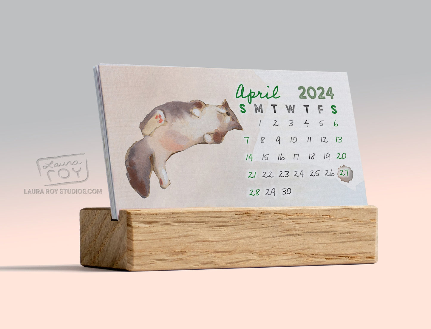 2024 Cats + Trivia Mini Watercolor Calendar