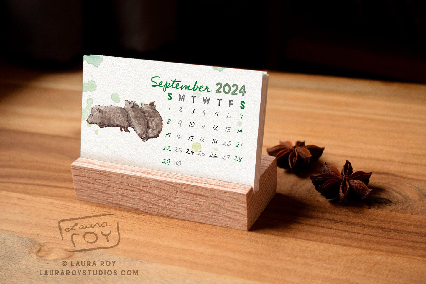 2024 Animals + Poetry Mini Watercolor Calendar