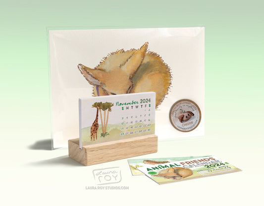 2024 Animals + Poetry Mini Watercolor Calendar
