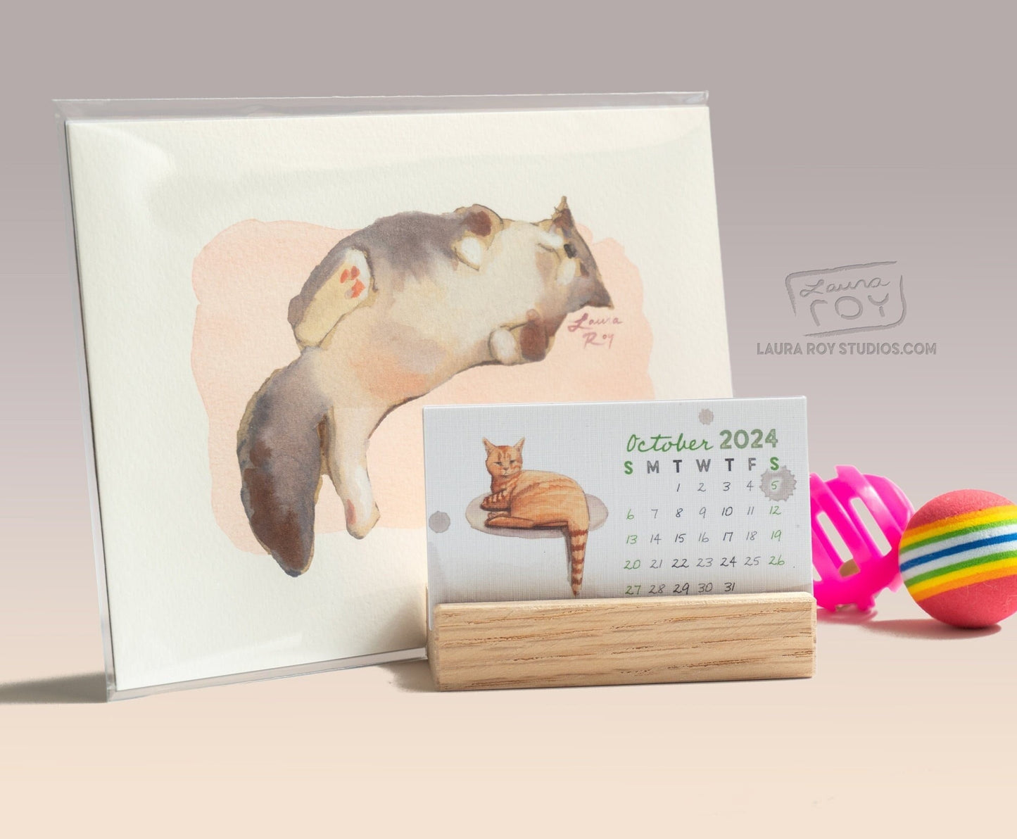 2024 Cats + Trivia Mini Watercolor Calendar