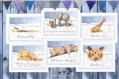 Watercolor Animals Custom Card/Set